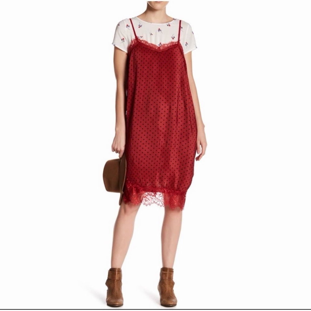 Free People UO Margot Womens Babydoll Slip Dress 90s Y2K Lace Slit Size 4 (S/M) - Picture 3 of 13